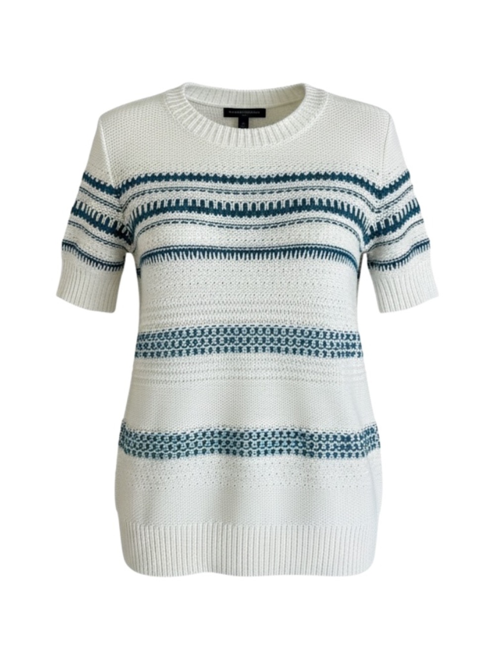 Banana Republic Factory Textured Knit Sweater Tee Coastal Stripe M